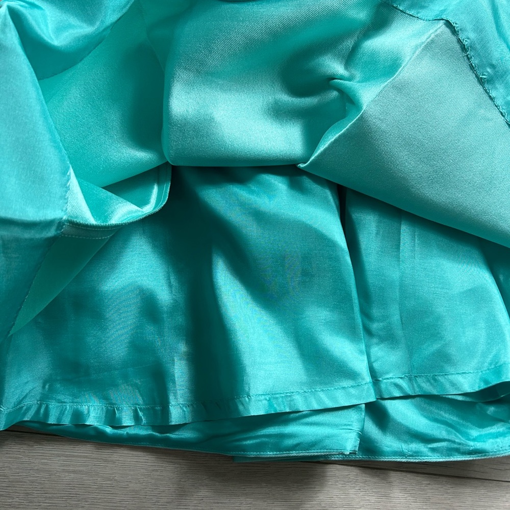 Kate Spade Bow-Embellished Open Back Teal Mini Holiday Party Dress - Picture 7 of 14